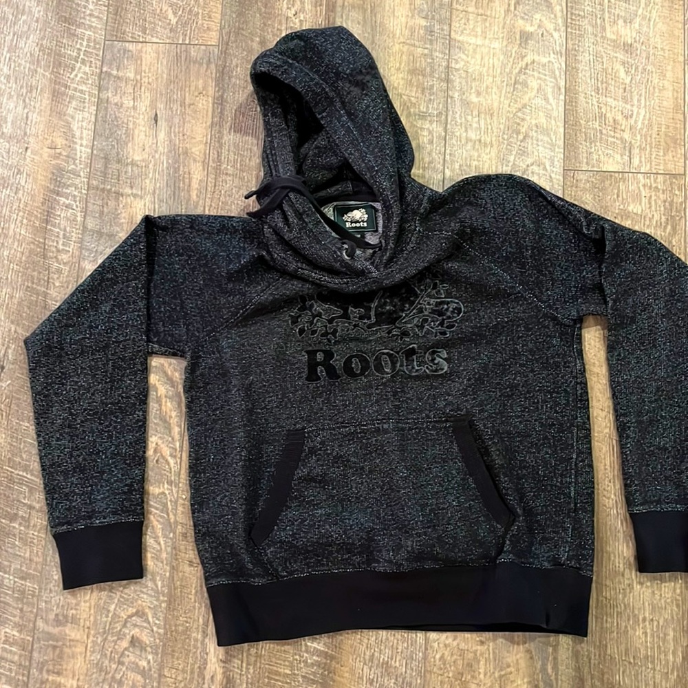 Roots hoodie salt & pepper -medium